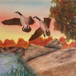 Original Watercolor 16x20 Take Flight